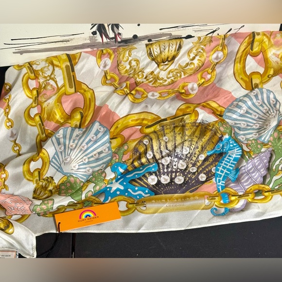 Kurt Geiger 100% silk nautical scarf - Picture 1 of 5